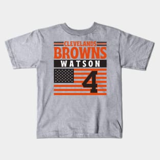 Cleveland Browns Watson 4 American Flag Football Kids T-Shirt